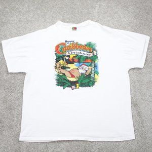 Vintage 2000 FOTL‎ Shirt Men XL White Caribbean Christmas Cotton S/S Pullover